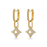 Yellow Gold Four Point Diamond Star & Hoop Earrings - Dracakis Jewellers